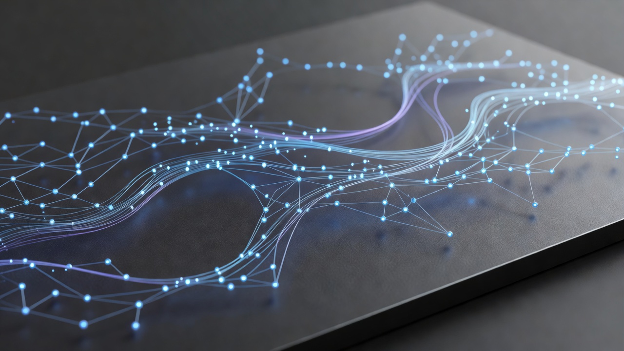 Closeup glowing mesh nodes